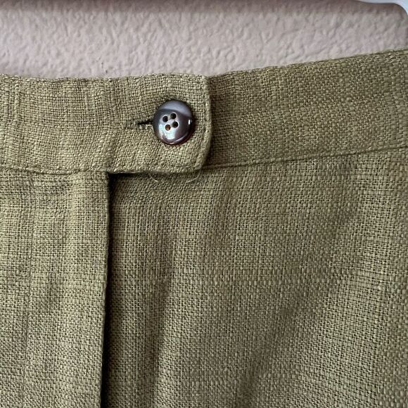 Halston Vintage Olive Flax Blend Skirt - Picture 2 of 6